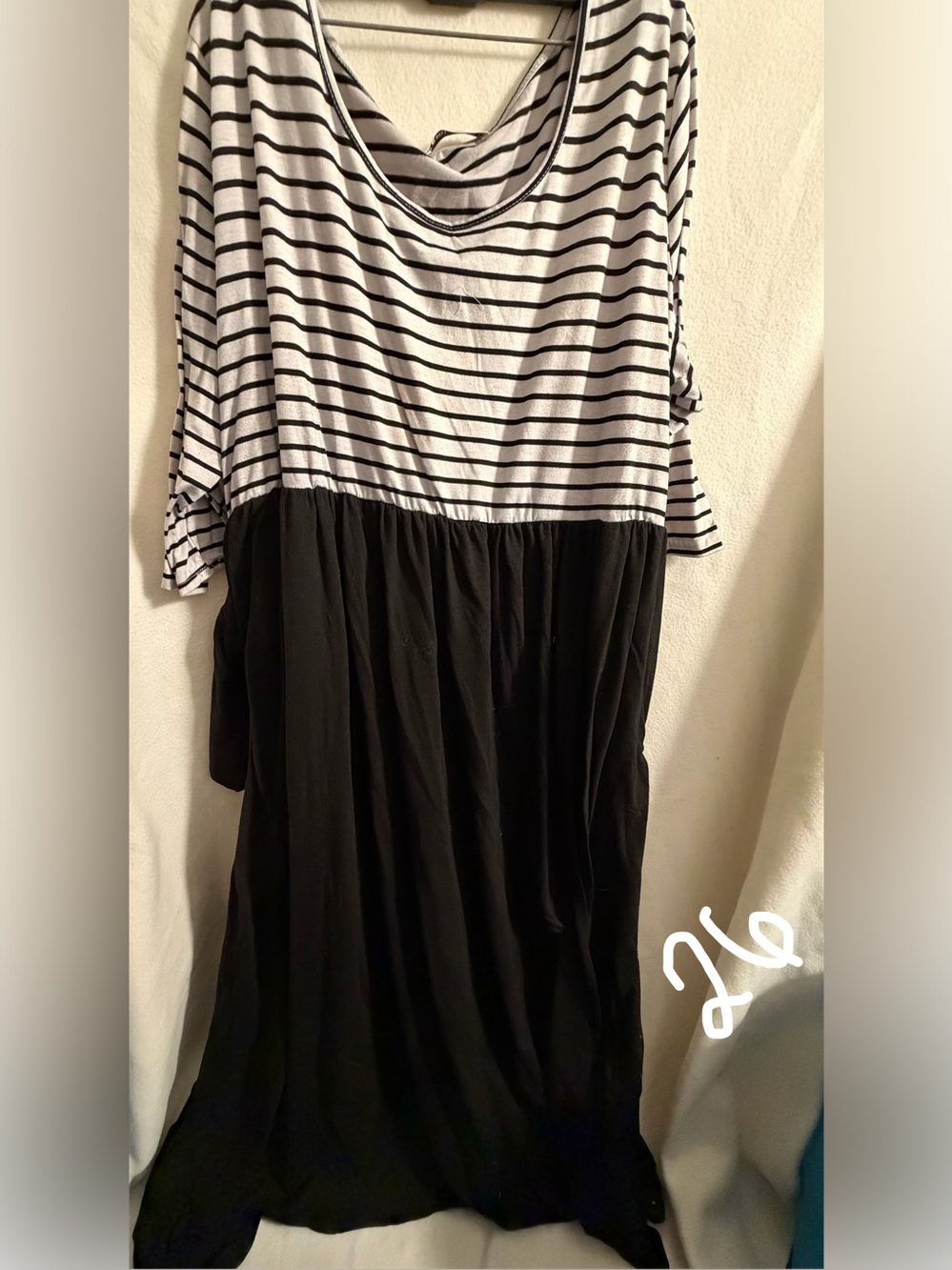 Striped Black & White Midi Dress